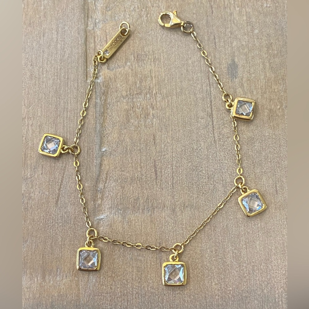 Tycoon marked Gold Tone Crystal Dangling Bracelet